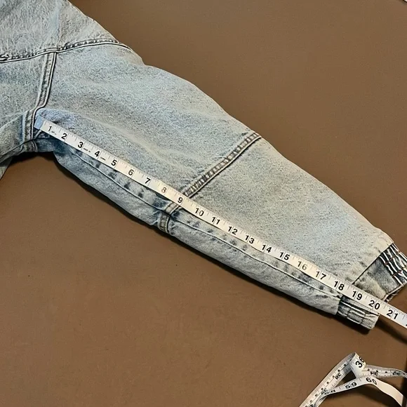 BDG Urban Outfitters Blake Denim Hooded Bomber Jacket Soft Sherpa Lining- Large - Picture 11 of 14